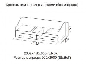 Кровать одинарная с ящиками (Без матраца 0,9*2,0) в Пыть-Яхе - pyt-yah.magazin-mebel74.ru | фото